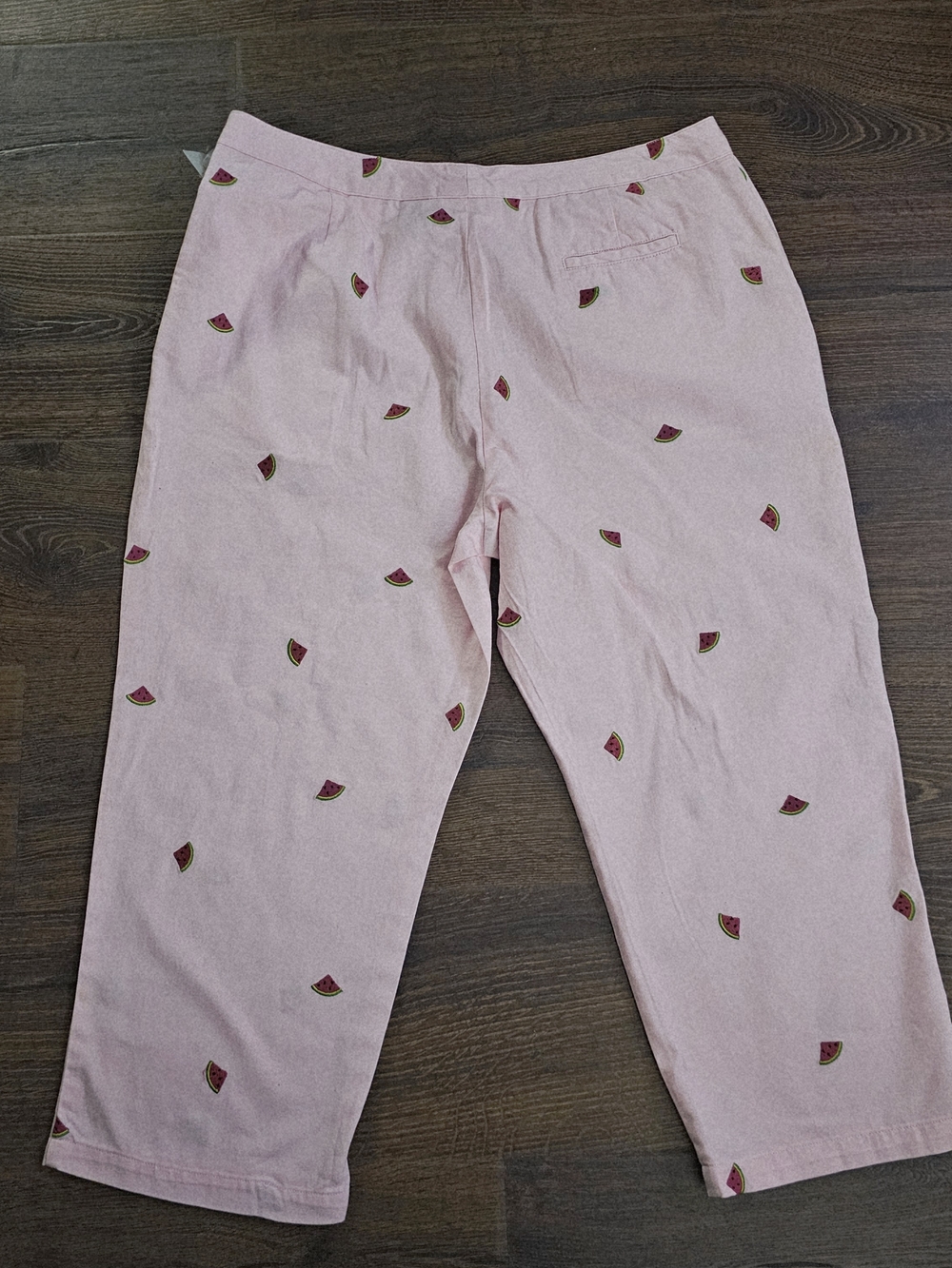Kim Rogers Women's Pink w/Watermelon Embroidered Accent Cotton Capri Pants 16 P - Picture 3 of 7